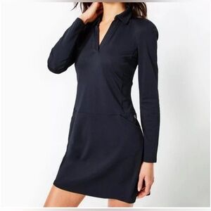 Lilly Pulitzer Onyx Brickell Dress UPF 50+ Collared Long Sleeve, Size L, NWT